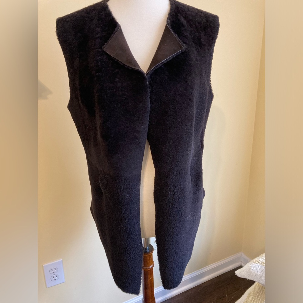 Tory Burch Real Sheep Fur Brown Vest Size Small